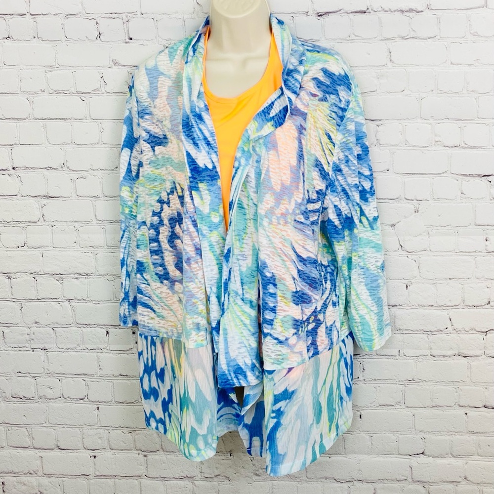 -Alfred Dunner Lightweight  Beach Cardigan Sz XL